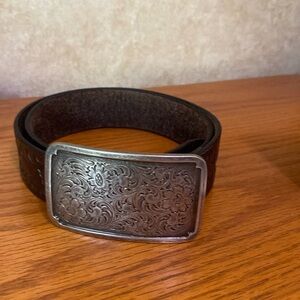 Fossil leather belt with silver buckle